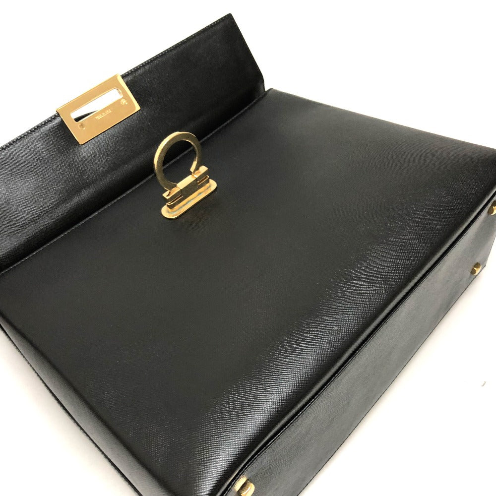 Salvatore Ferragamo Gancini 2-Way Leather Handbag, Black, Women's