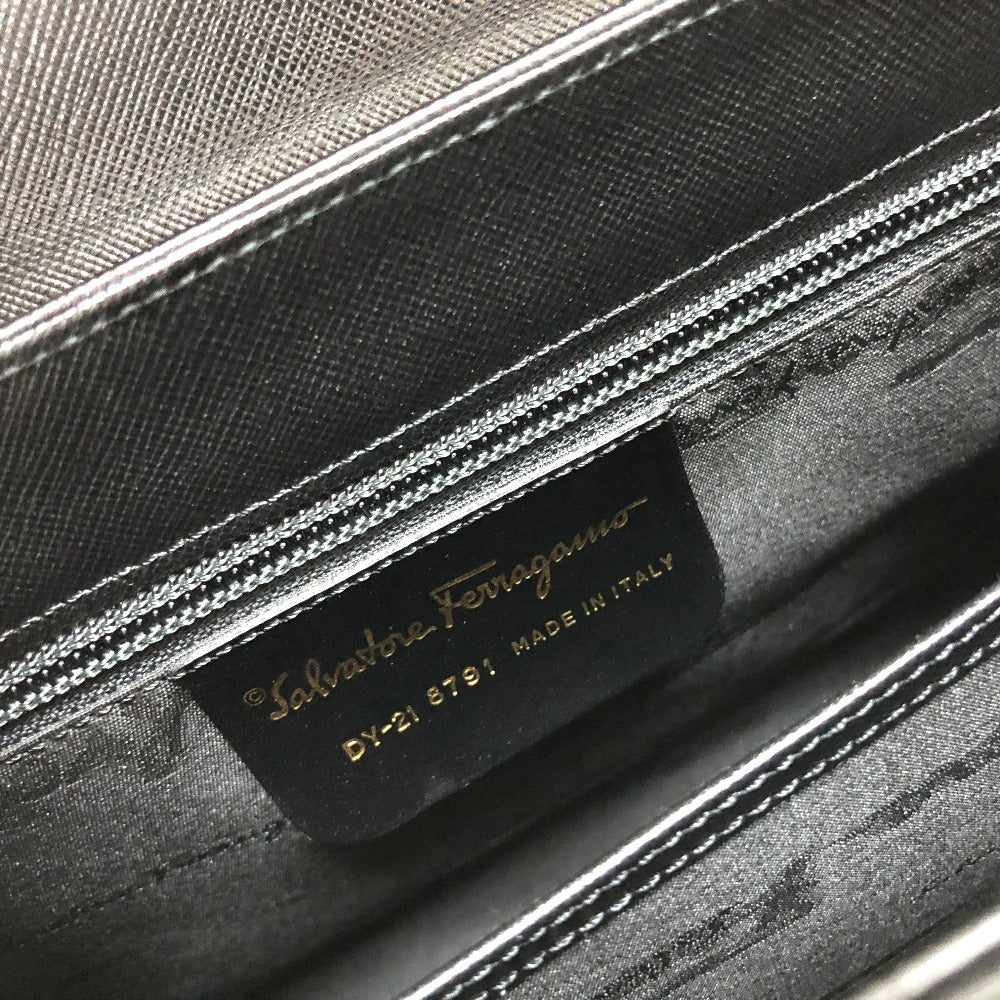 Salvatore Ferragamo Gancini 2-Way Leather Handbag, Black, Women's