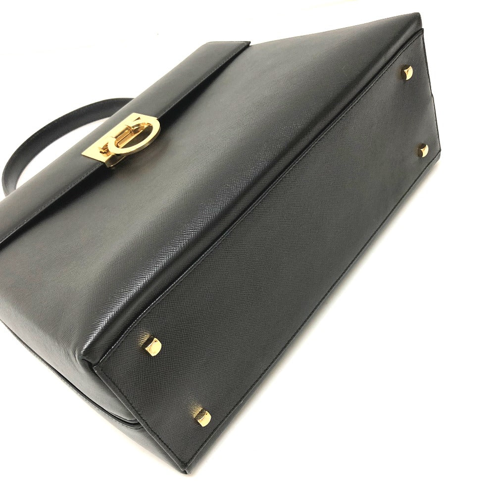 Salvatore Ferragamo Gancini 2-Way Leather Handbag, Black, Women's