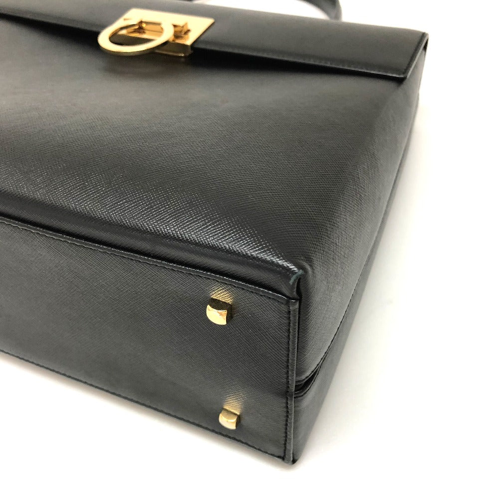 Salvatore Ferragamo Gancini 2-Way Leather Handbag, Black, Women's