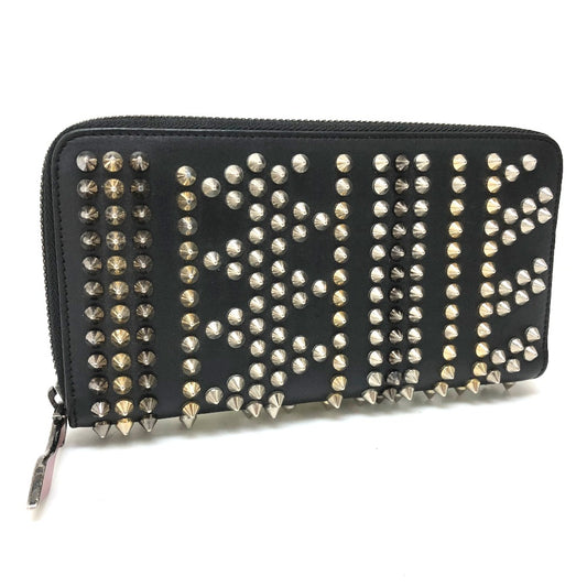 Christian Louboutin 3145073 Billetera redonda Panetone Spike Badt Leather Ladies Long Wallet (con bolso de monedas)