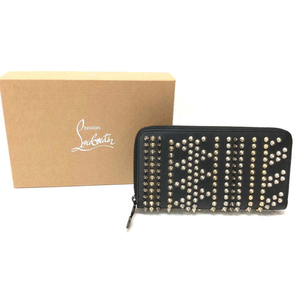 Christian Louboutin 3145073 Billetera redonda Panetone Spike Badt Leather Ladies Long Wallet (con bolso de monedas)