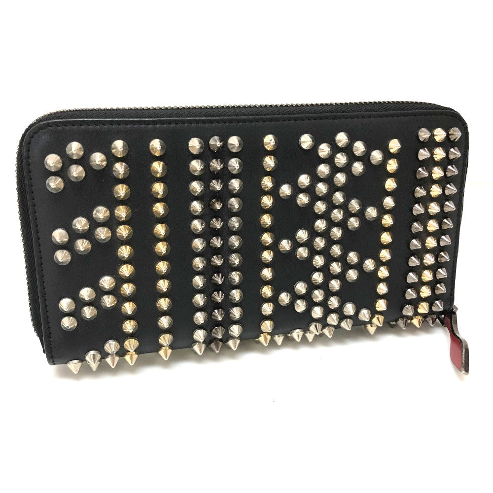 Christian Louboutin 3145073 Billetera redonda Panetone Spike Badt Leather Ladies Long Wallet (con bolso de monedas)