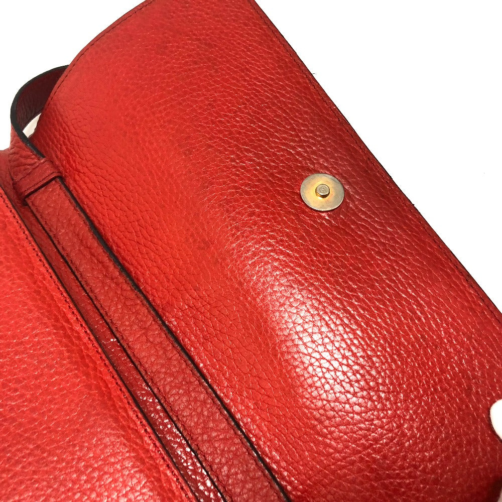 CELINE 斜め掛けバッグ ヴィンテージ カバン フラップ ショルダーバッグ レザー レディース レッド レッド