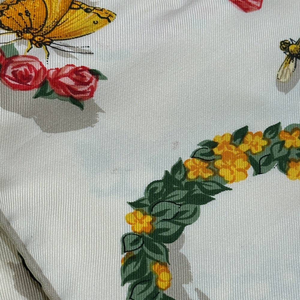 GUCCI フローラライン 花 昆虫 ファッション小物 アパレル 花柄 大判 スカーフ シルク レディース ベージュ