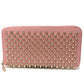 Christian Louboutin 1165065 Panettone Spike Stud Round Zip Long Wallet in Pink Leather