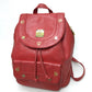 MCM Town Backpack with Logo Plate, Perfect for Town Use, Leather Backpack, Women's, Red