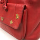 MCM Town Backpack with Logo Plate, Perfect for Town Use, Leather Backpack, Women's, Red