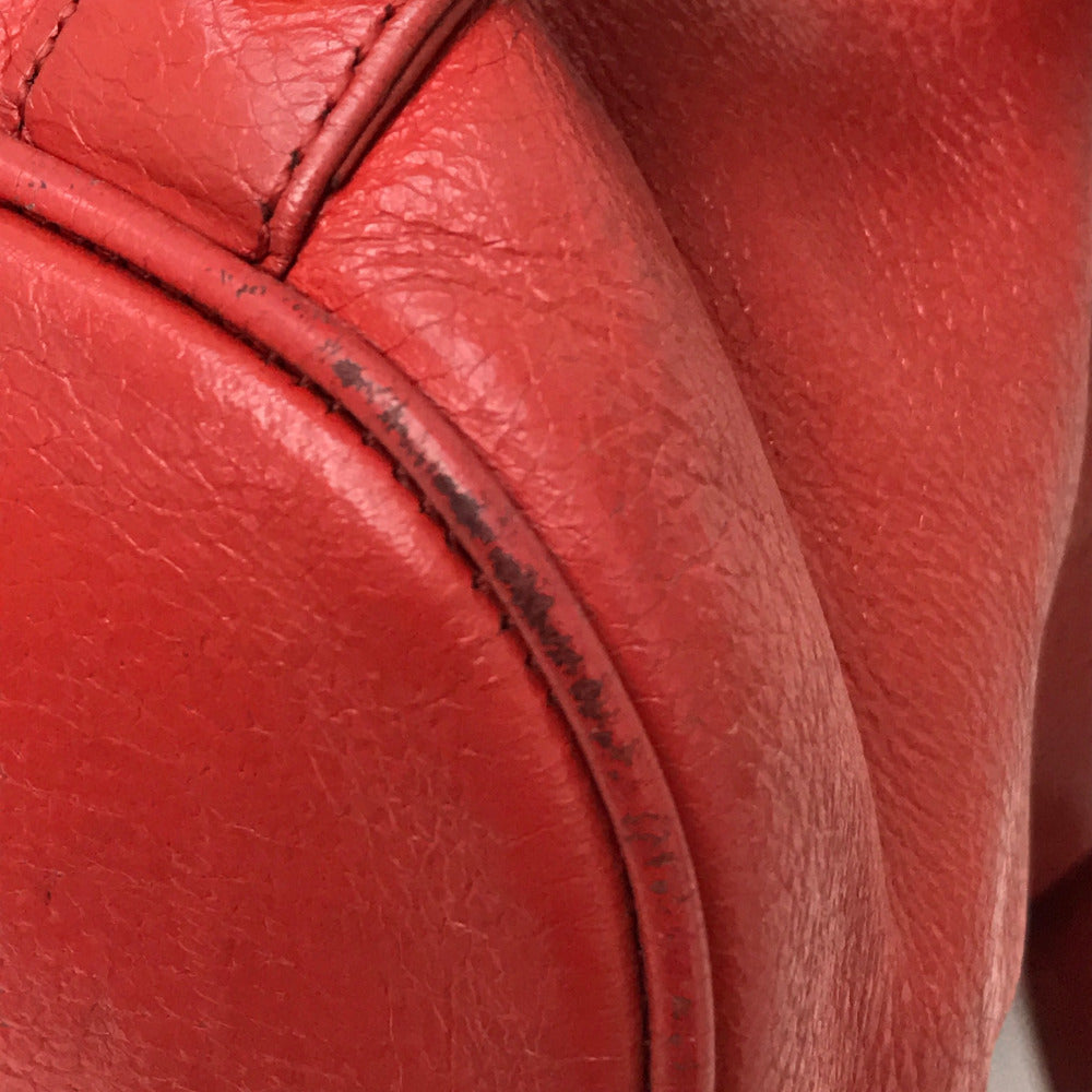 MCM Town Backpack with Logo Plate, Perfect for Town Use, Leather Backpack, Women's, Red