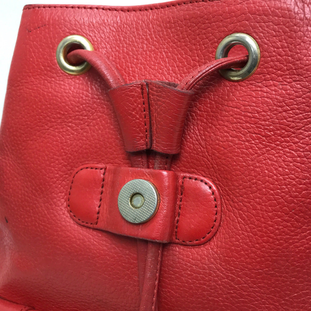 MCM Town Backpack with Logo Plate, Perfect for Town Use, Leather Backpack, Women's, Red