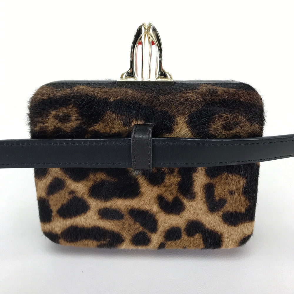 Christian Louboutin 3110421 Leopard leopard print leopard pattern DANCING QUEEN CLUTCH PONY LUX Waet porch belt bag hip bag/waist bag Leather/Harako Ladies