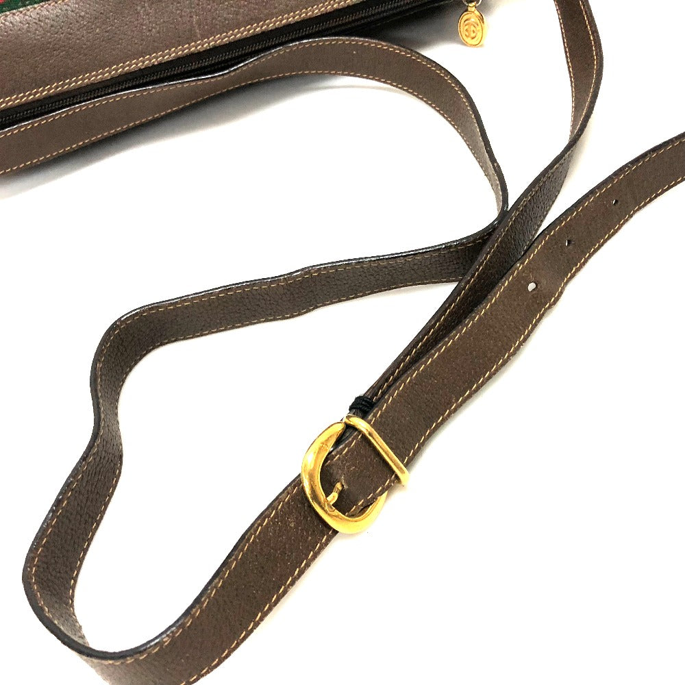 GUCCI 001115 0918 GG Plus Webbing Line Pouch Shoulder Bag PVC/Leather Women's Vintage Gucci