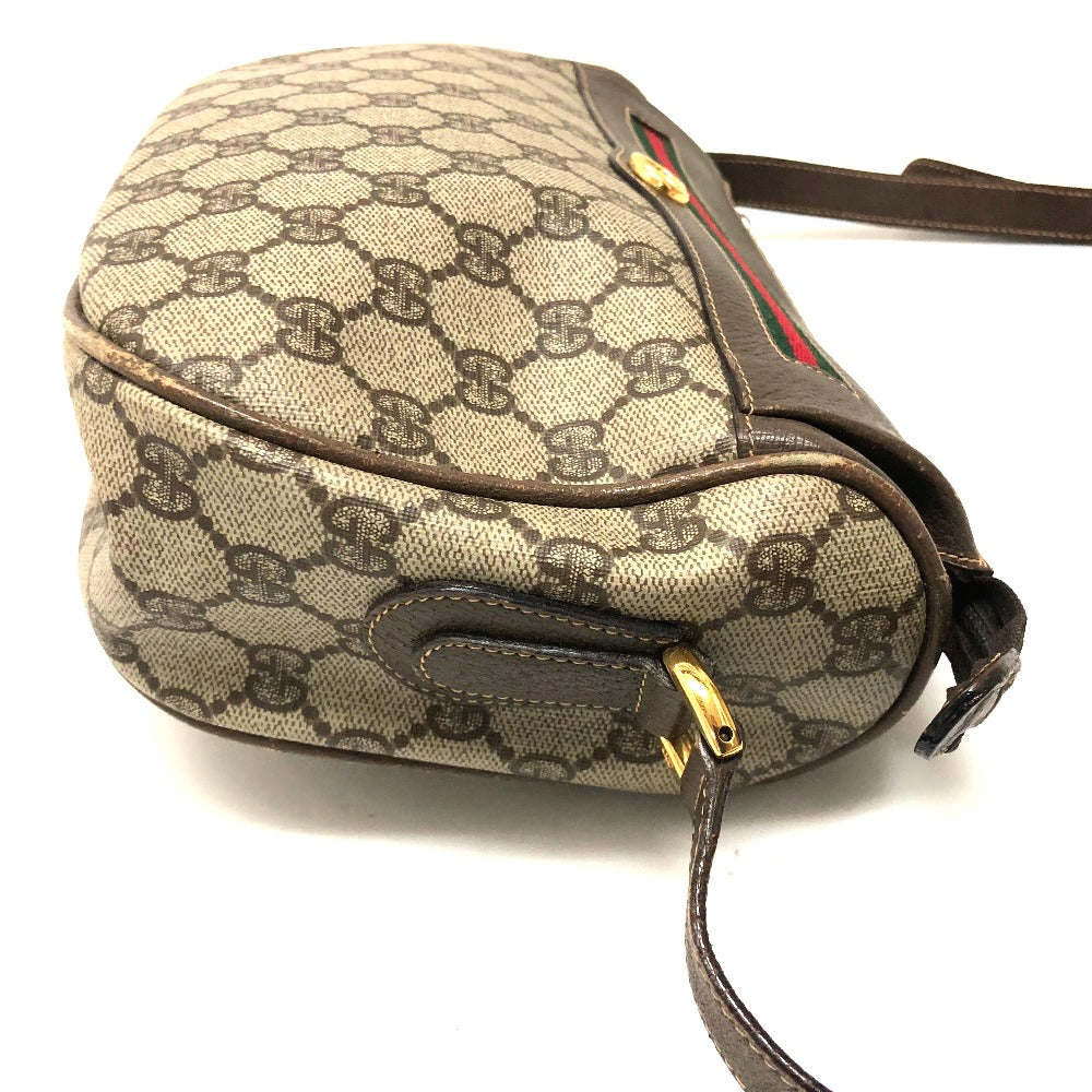 GUCCI 001115 0918 GG Plus Webbing Line Pouch Shoulder Bag PVC/Leather Women's Vintage Gucci