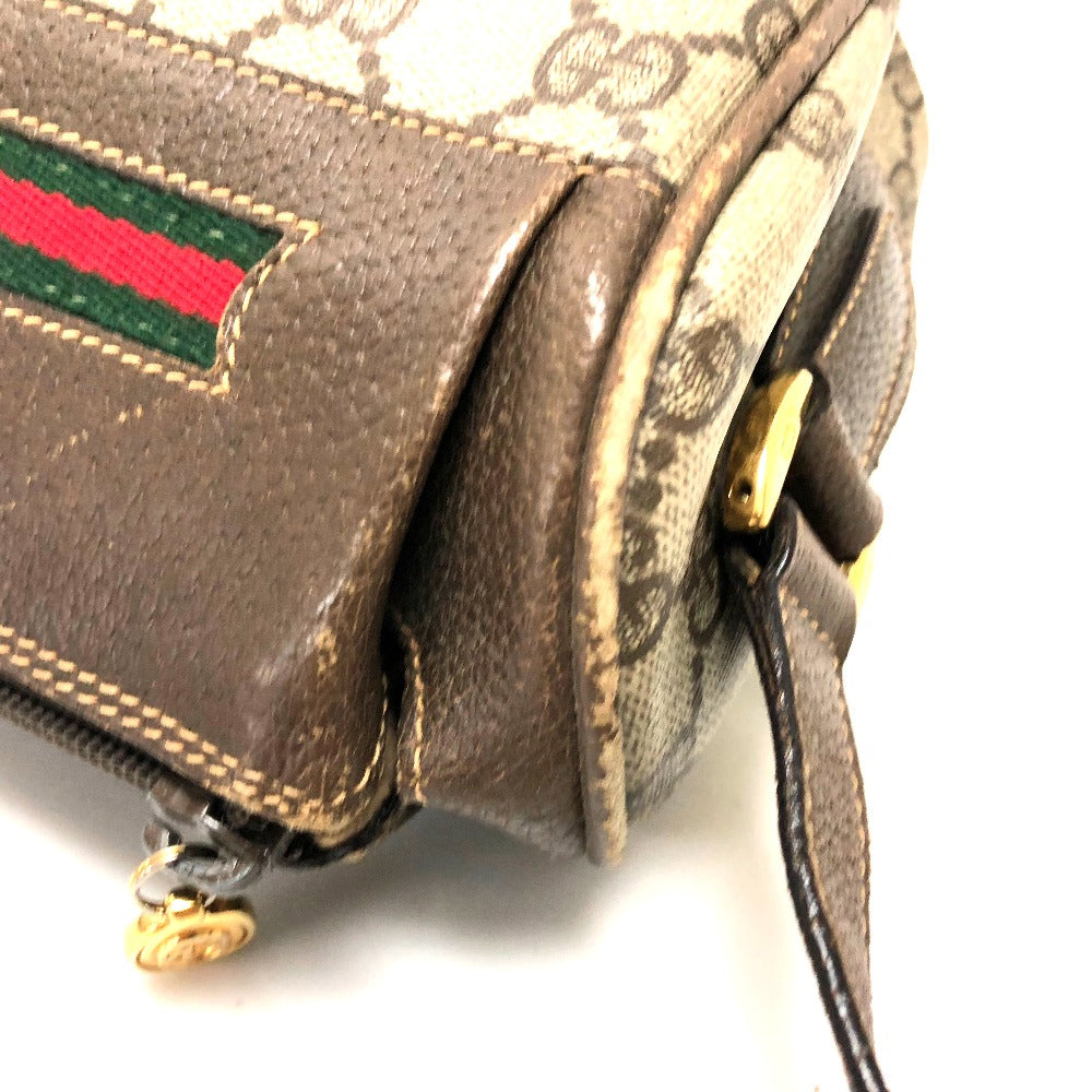 GUCCI 001115 0918 GG Plus Webbing Line Pouch Shoulder Bag PVC/Leather Women's Vintage Gucci
