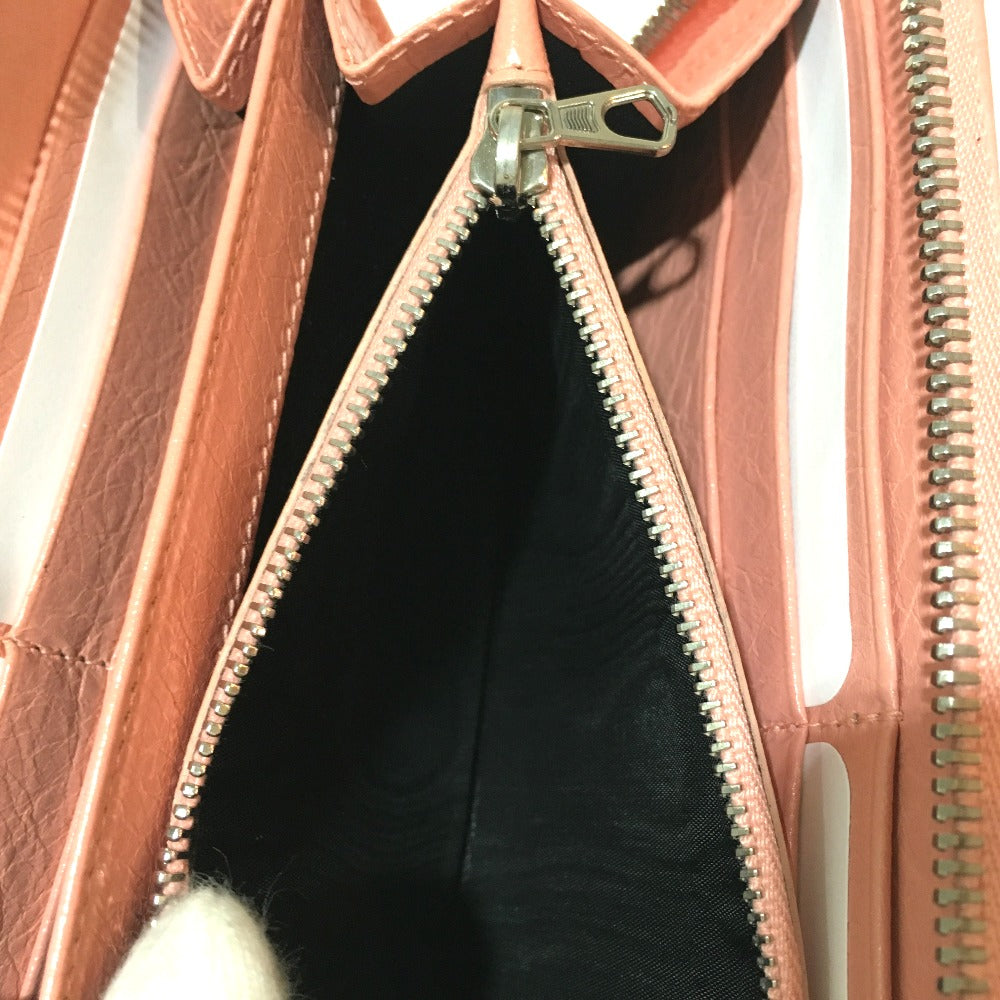 BALENCIAGA 419805 Exclusive Women's Leather Long Wallet with Zip-Around Design in Pink Beige