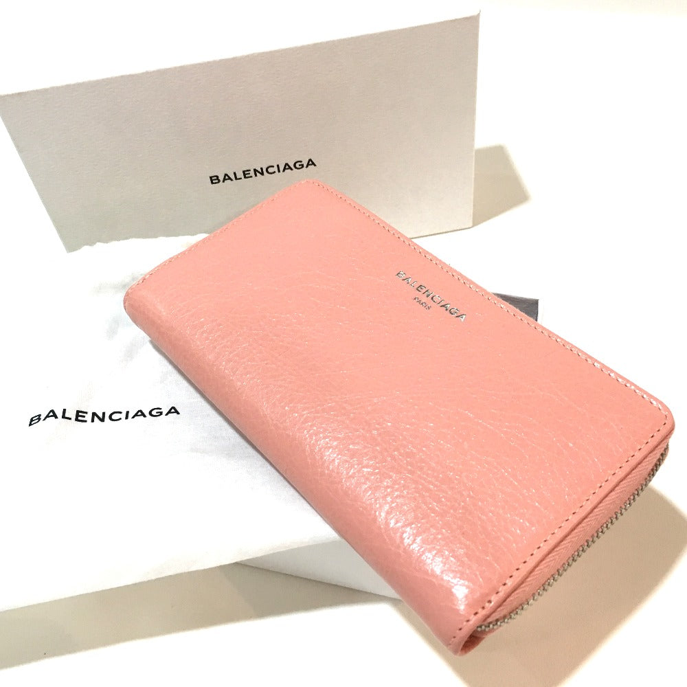 BALENCIAGA 419805 Exclusive Women's Leather Long Wallet with Zip-Around Design in Pink Beige