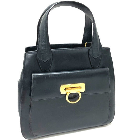 Salvatore Ferragamo Gancini Leather Handbag, Navy Blue