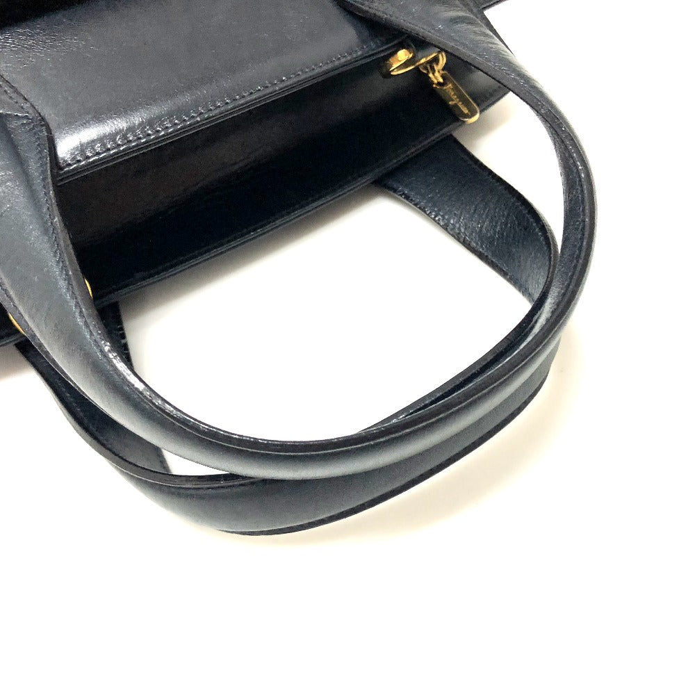Salvatore Ferragamo Gancini Leather Handbag, Navy Blue