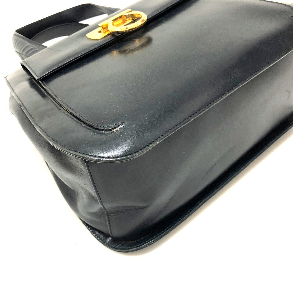 Salvatore Ferragamo Gancini Leather Handbag, Navy Blue