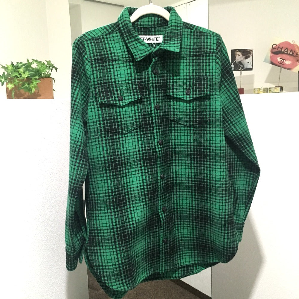 OFF-WHITE チェック柄 TARTAN SHIRT DIAG ALL OVER アウターその他 メンズ グリーン
