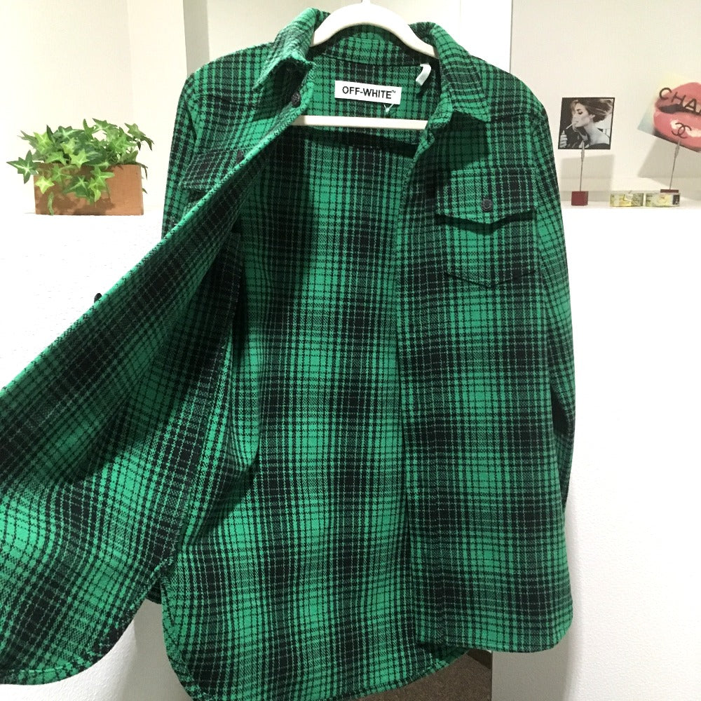 OFF-WHITE チェック柄 TARTAN SHIRT DIAG ALL OVER アウターその他 メンズ グリーン