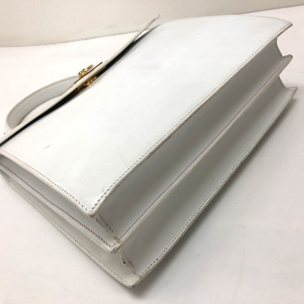 CELINE ヴィンテージ チェーンロック カバン トートバッグ ハンドバッグ レザー レディース ホワイト