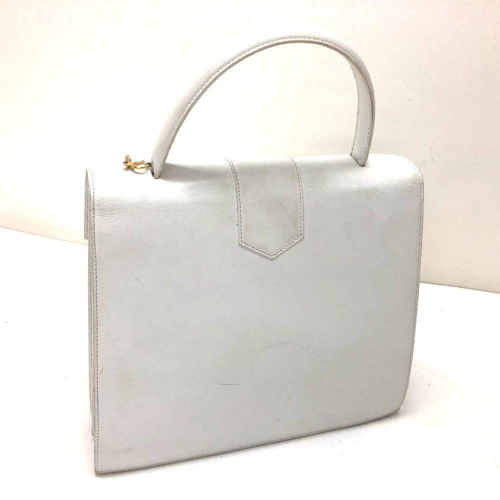 CELINE ヴィンテージ チェーンロック カバン トートバッグ ハンドバッグ レザー レディース ホワイト