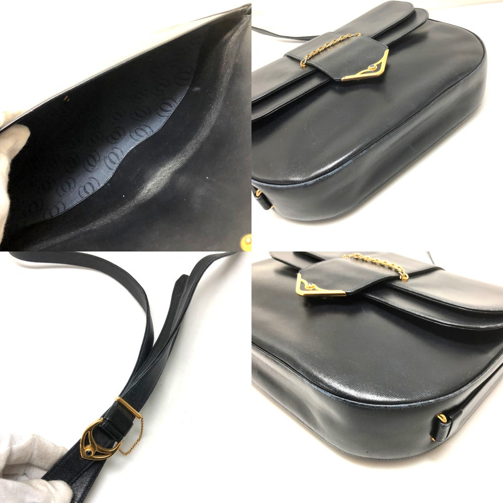 CARTIER Sapphire Line Flap Bag Crossbody Shoulder Bag Leather Women's Dark Navy