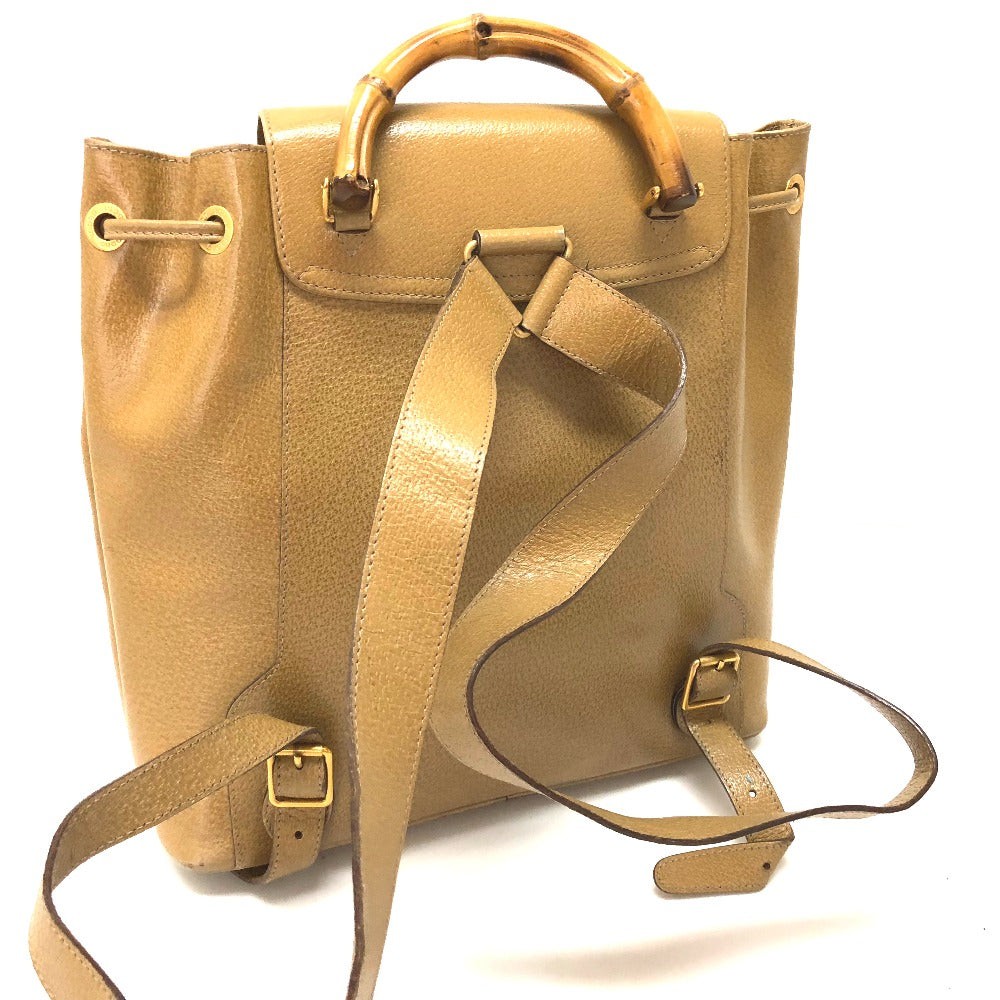 GUCCI Bamboo Backpack, Leather, Women's, Beige