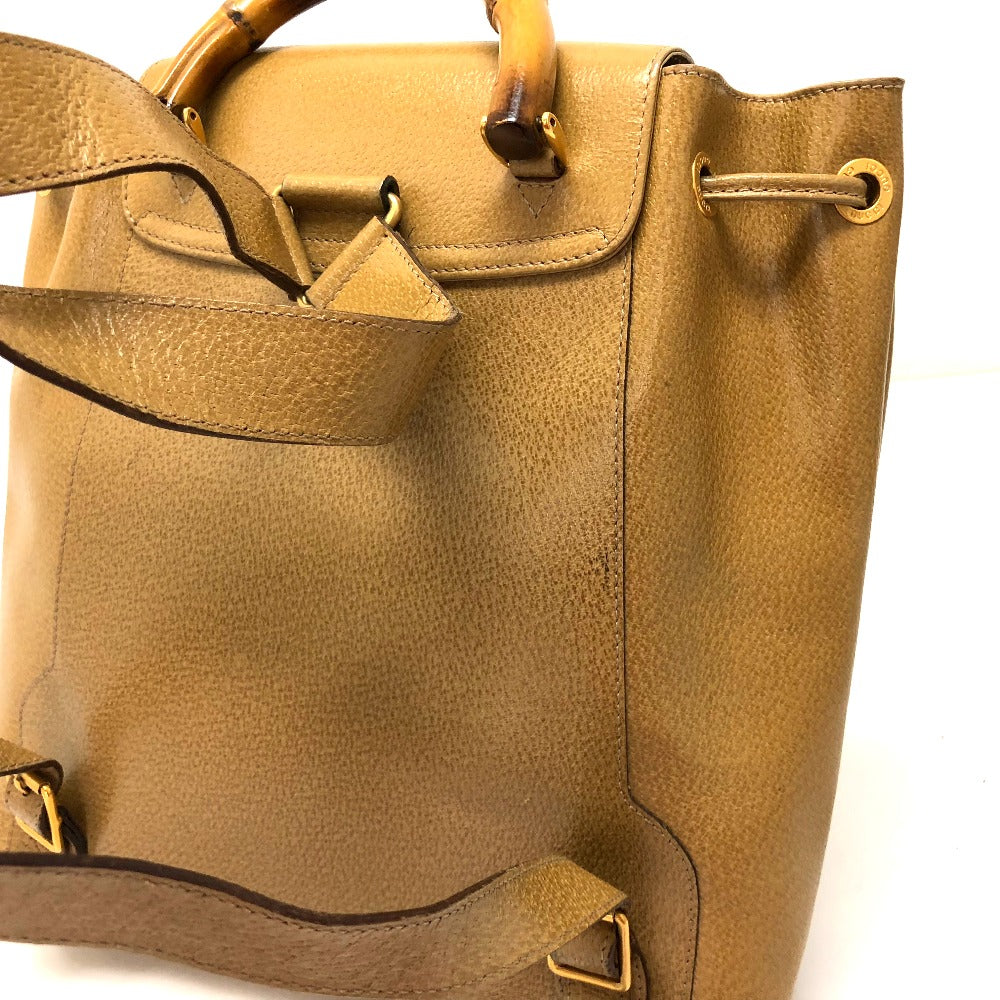 GUCCI Bamboo Backpack, Leather, Women's, Beige