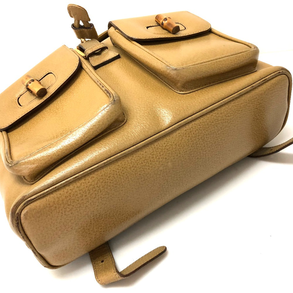 GUCCI Bamboo Backpack, Leather, Women's, Beige