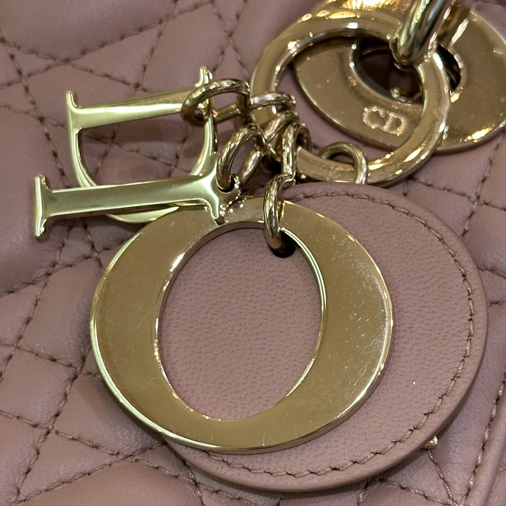 Dior M0505ONGE_M50P Lady Dior Mini Cannage Chain Shoulder Bag/Crossbody Bag/Handbag in Lambskin, Pink Beige