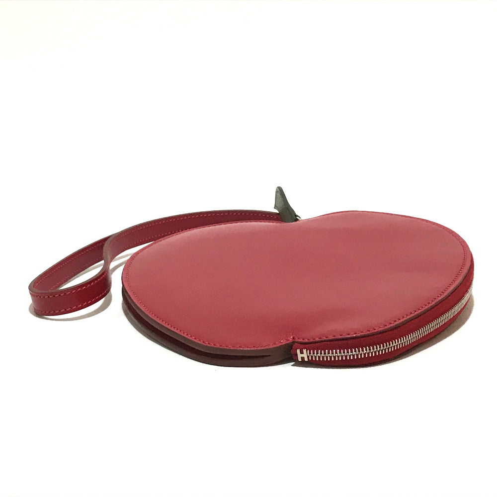HERMES Tadelakt x Chevre Apple Motif Apple Fruit Pochette Pomme Accessory Pouch Chevre Women's Rouge vif
