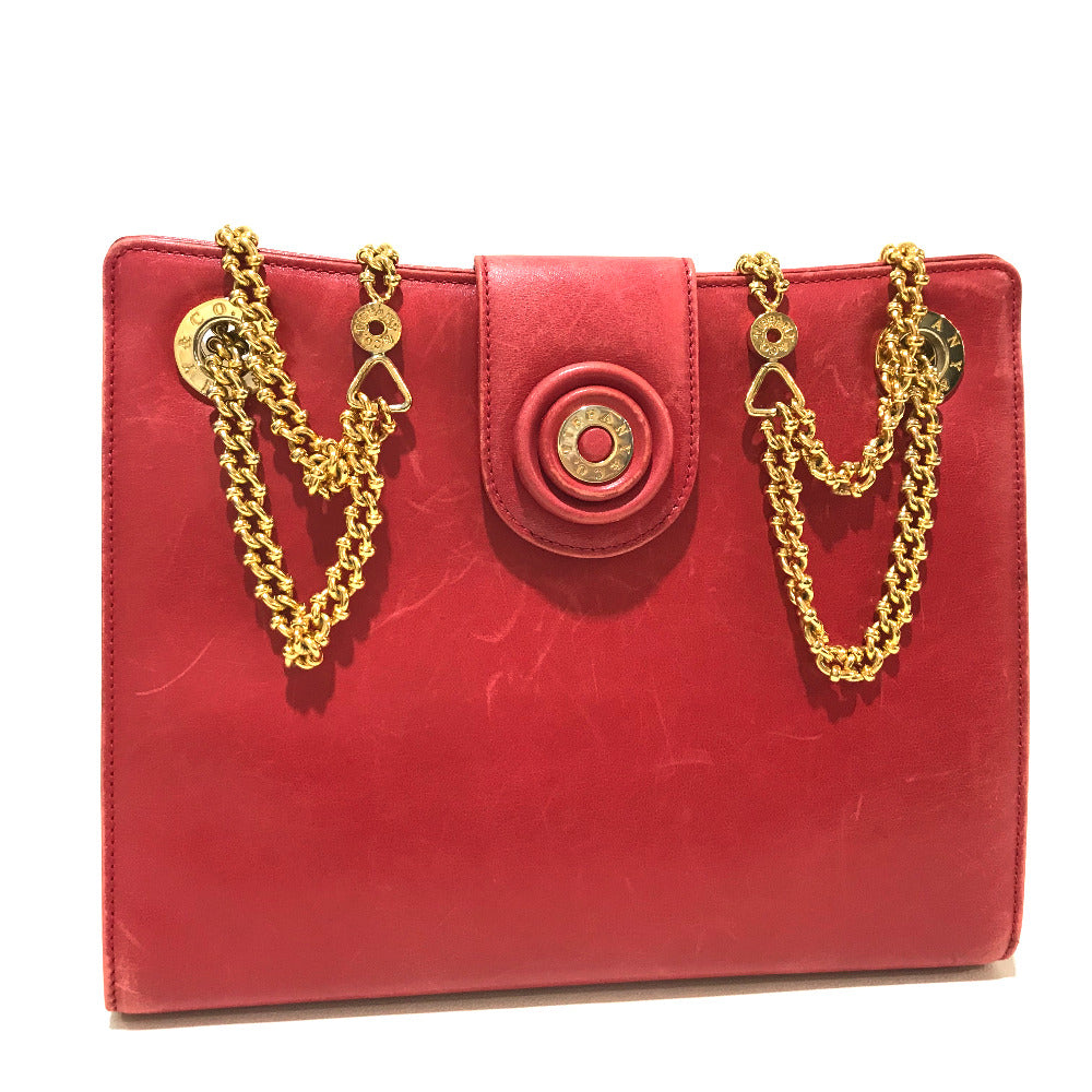 TIFFANY &amp; Co. Vintage Logo Pochette Chain Shoulder Bag Leather Women's Red