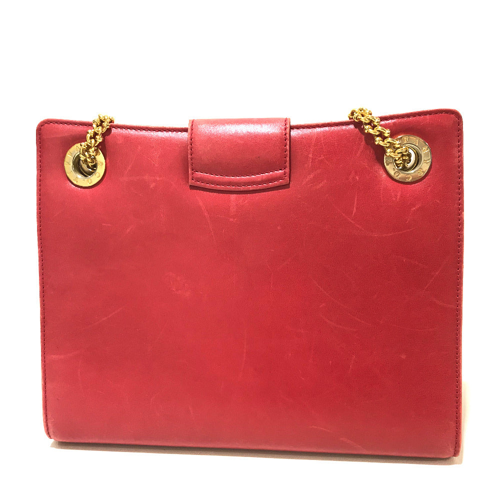 TIFFANY &amp; Co. Vintage Logo Pochette Chain Shoulder Bag Leather Women's Red