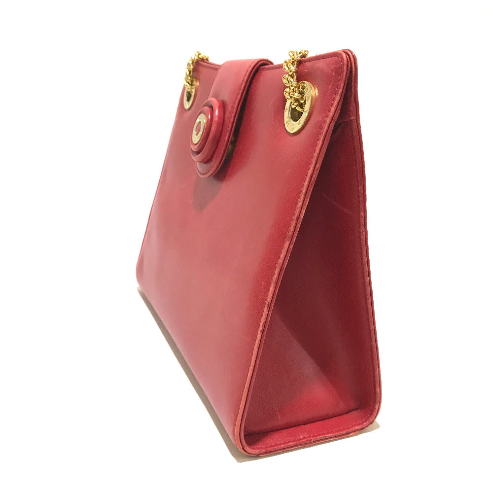 TIFFANY &amp; Co. Vintage Logo Pochette Chain Shoulder Bag Leather Women's Red
