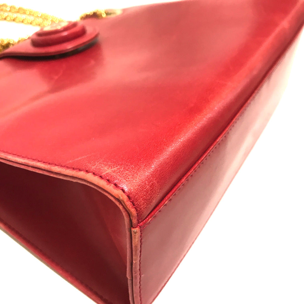 TIFFANY &amp; Co. Vintage Logo Pochette Chain Shoulder Bag Leather Women's Red