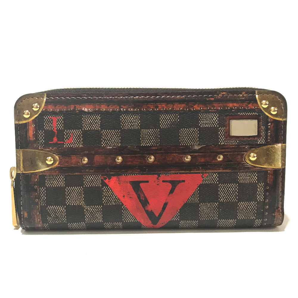 LOUIS VUITTON M63490 Transformed Damier Trompe-l'oeil Zippy Wallet, Round Zipper Long Wallet, Damier Canvas, Women's, Ebene Brown