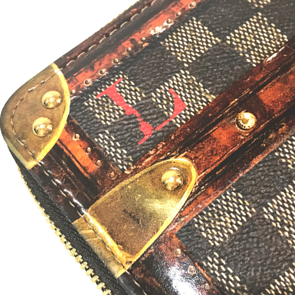 LOUIS VUITTON M63490 Transformed Damier Trompe-l'oeil Zippy Wallet, Round Zipper Long Wallet, Damier Canvas, Women's, Ebene Brown