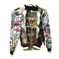 GUCCI 476247 Tiger Print Bomber Jacket, Floral Print, Outerwear, Tag Included, Silk Blouson, Women's, Multicolor, White x Multicolor