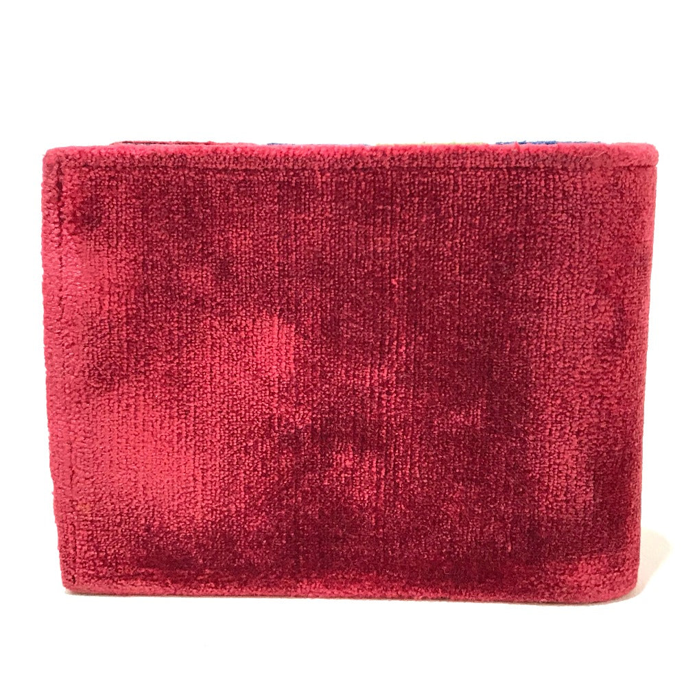 Roberta di Camerino ロゴ がま口 2つ折り財布 ベロア レディース レッド/ネイビー/グリーン