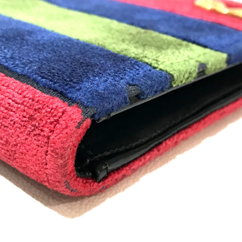 Roberta di Camerino ロゴ がま口 2つ折り財布 ベロア レディース レッド/ネイビー/グリーン