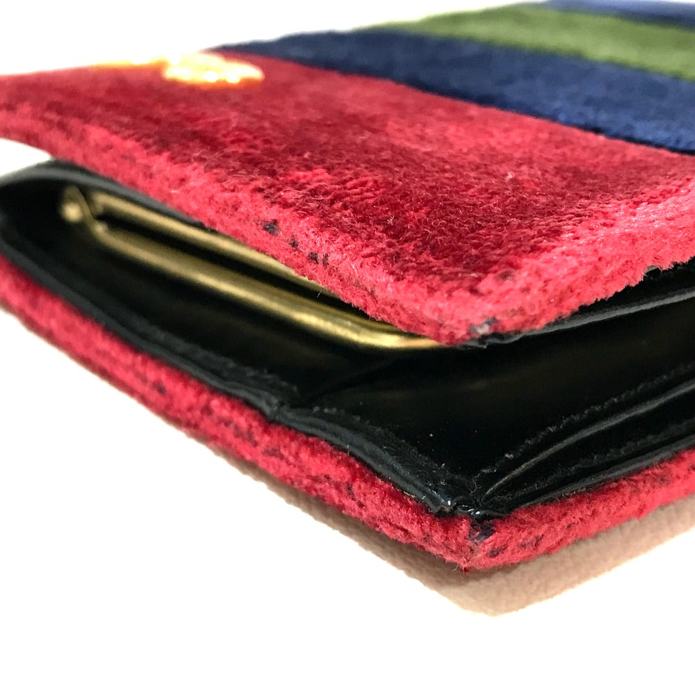Roberta di Camerino ロゴ がま口 2つ折り財布 ベロア レディース レッド/ネイビー/グリーン