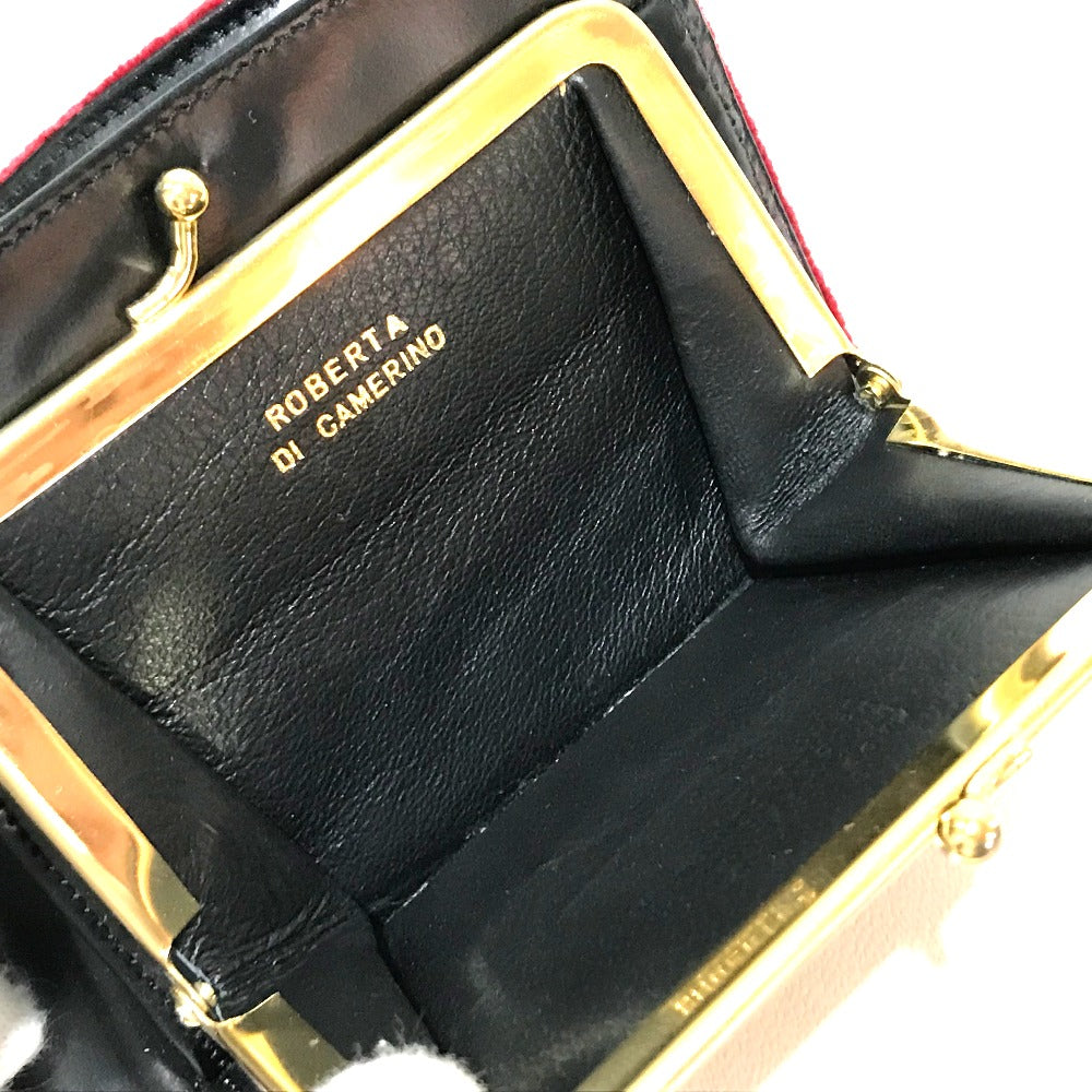 Roberta di Camerino ロゴ がま口 2つ折り財布 ベロア レディース レッド/ネイビー/グリーン