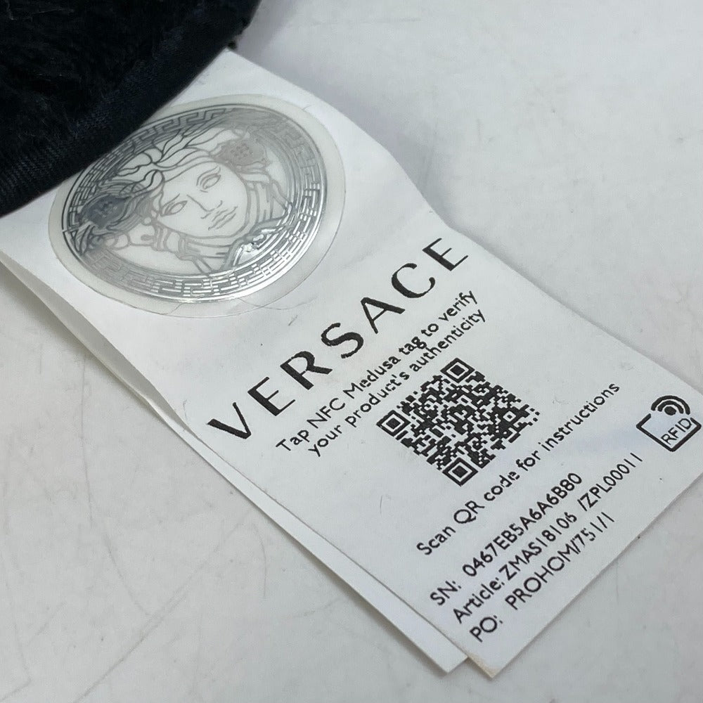 VERSACE 睡眠グッズ ロゴ スパンコール ファー アイマスク