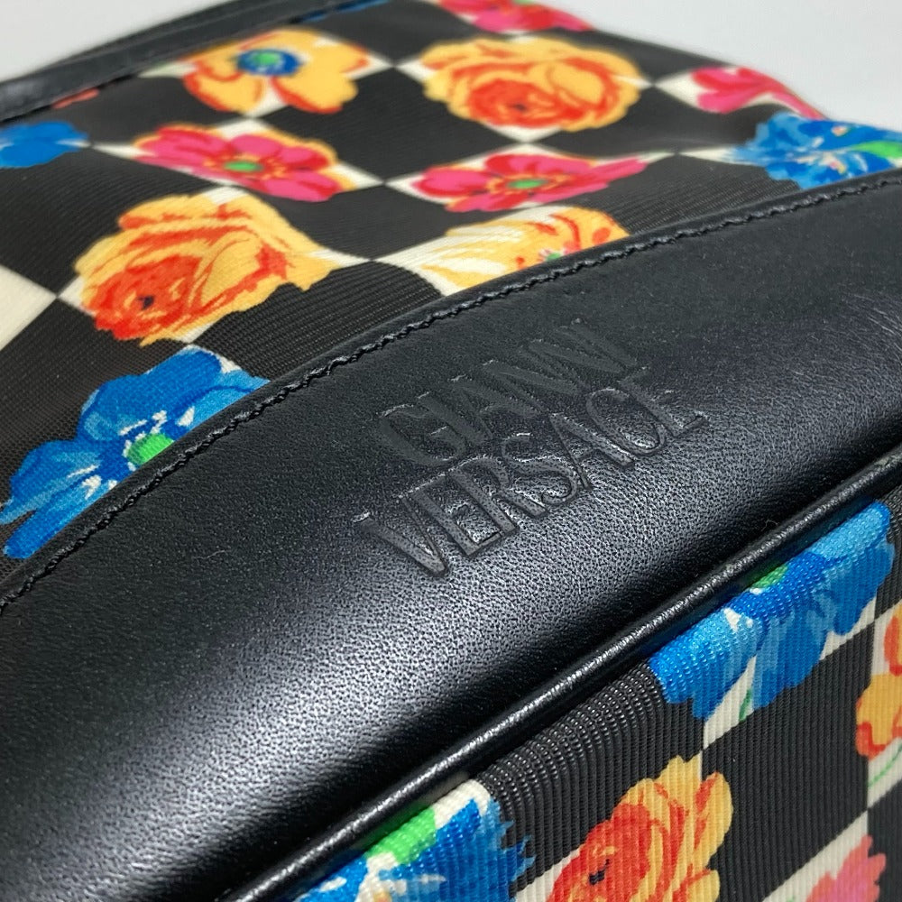 Versace Floral Pattern Total Beg Handbag Vanity Bag Nylon/Leather