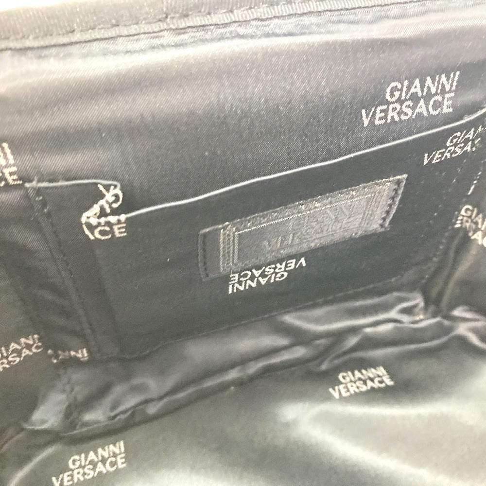 ヴェルサーチ VERSACE ストライプ ヴィンテージ ミラー付き ハンドバッグ ポーチ バニティバッグ キャンバス/レザー マルチカラー