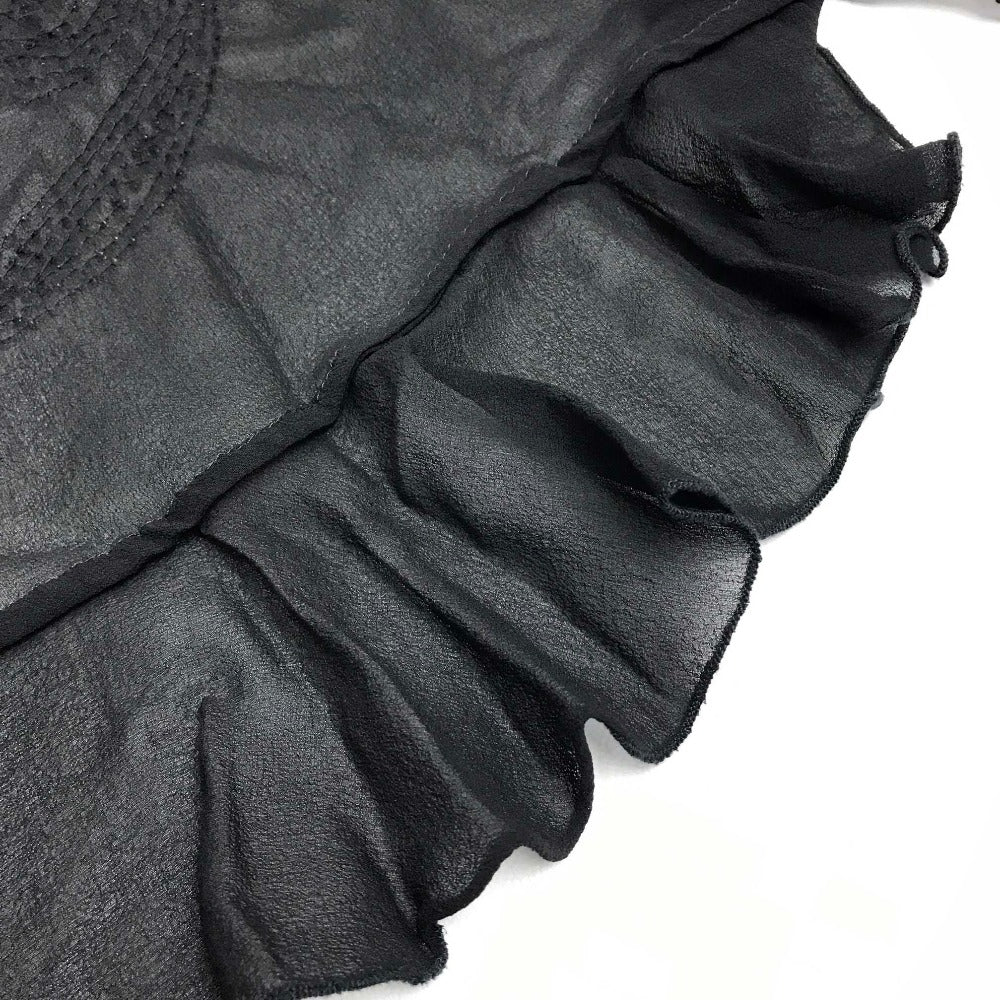 ウンガロフィーバー ビーズ装飾 レディース シースルー 長袖シャツ ブラック