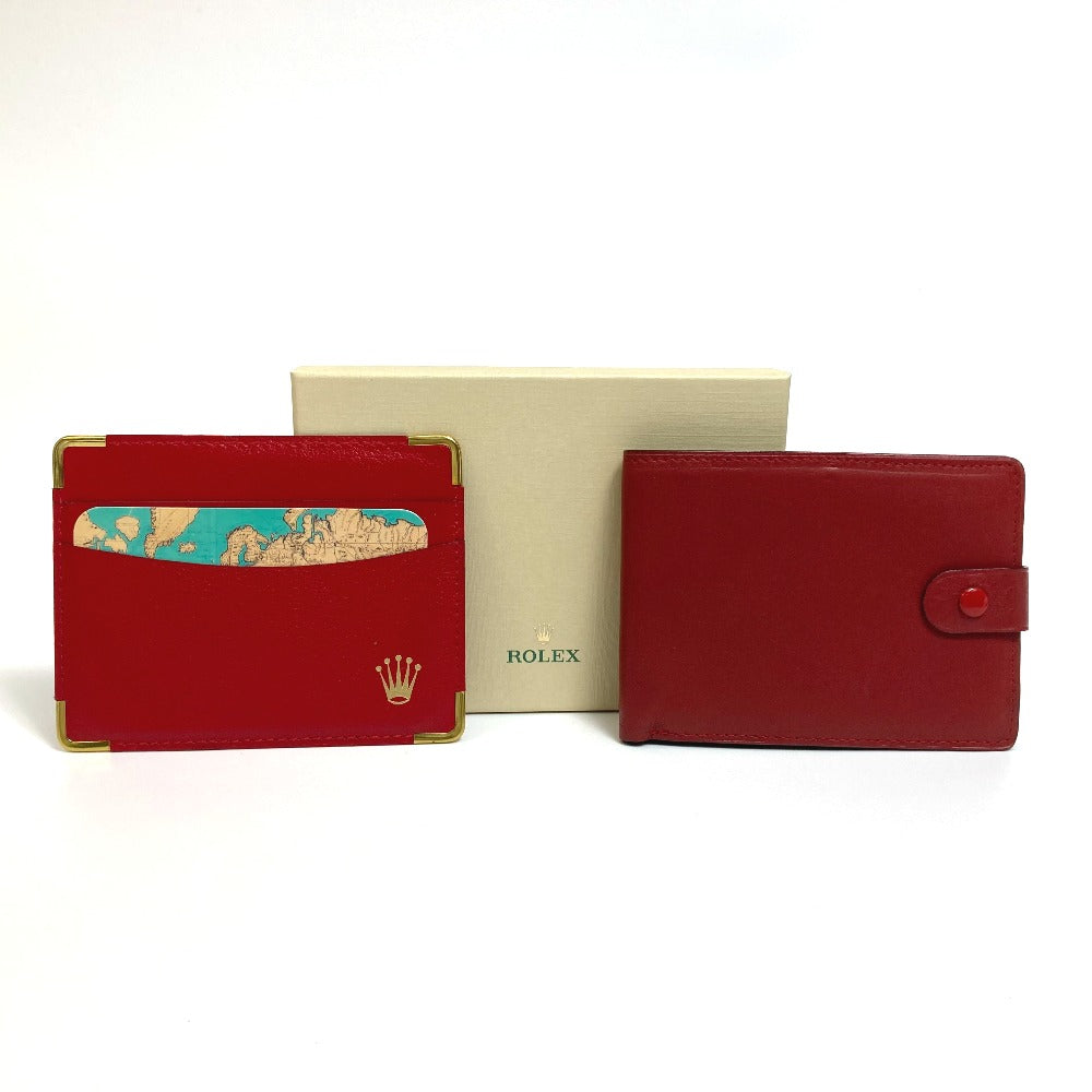 ROLEX novelty not for sale Old two -fold wallet leather unisex ...