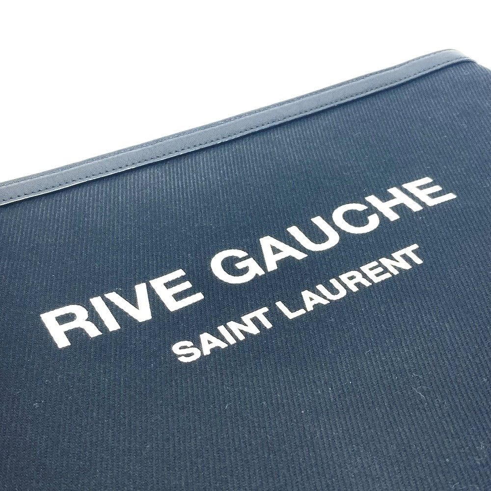 SAINT LAURENT PARIS 581369 RIVE GAUCHE リヴゴーシュ ポーチ カバン バイカラー クラッチバッグ キャンバス/レザー メンズ - brandshop-reference